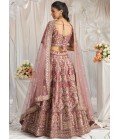 Lavender Bridal Net Moti Embroidery Wedding Lehenga Choli