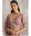 Lavender Bridal Net Moti Embroidery Wedding Lehenga Choli