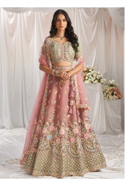 Sea Green Shaded Bridel Net Gotapatti Embroidery Lehenga Choli