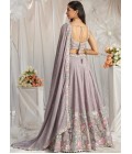 Mauve Pure Chiffon Sequins Thread Embroidery Lehenga Choli