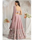 Rose Gold Pure Chiffon Thread Embroidery Lehenga Choli