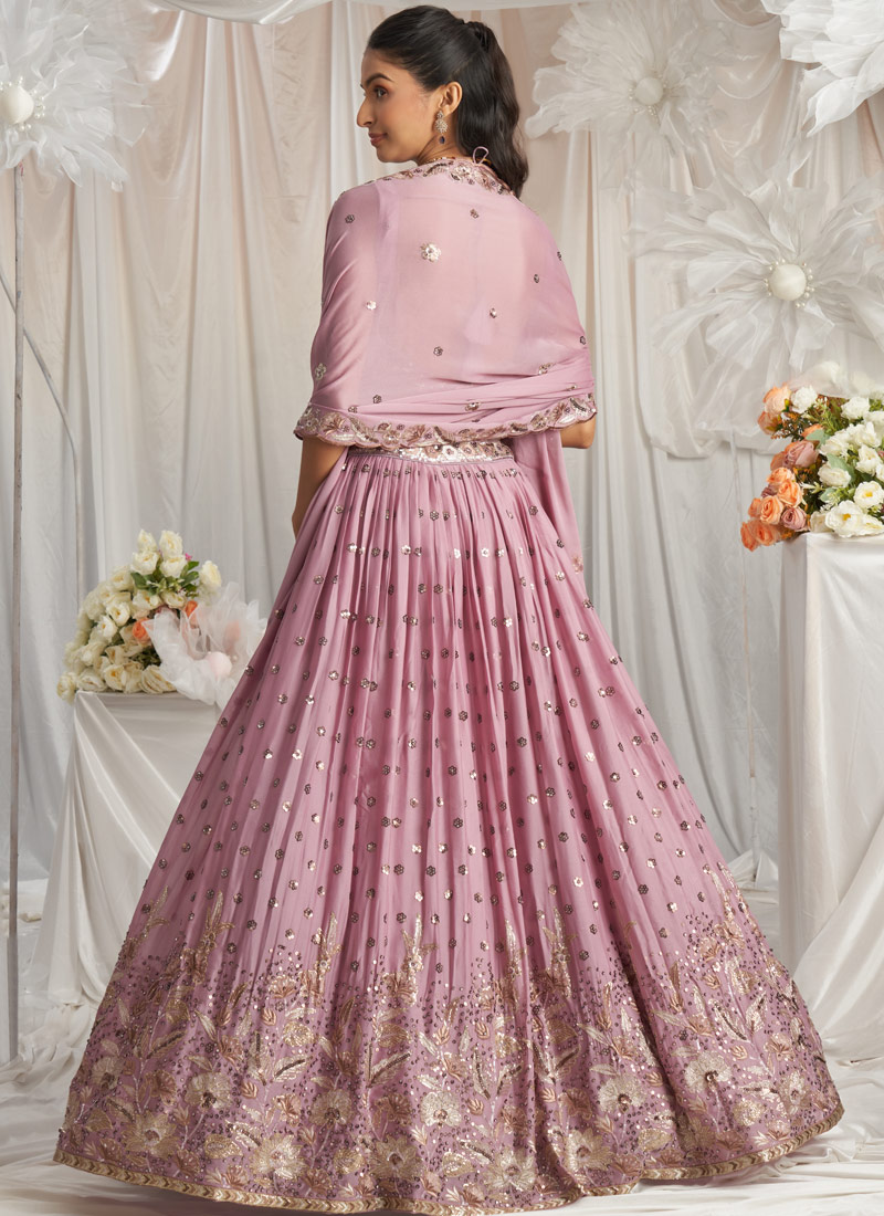 Lavender Georgette Sequins Embroidery Lehenga Choli