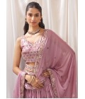 Lavender Georgette Sequins Embroidery Lehenga Choli