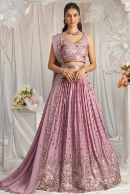 Lavender Georgette Sequins Embroidery Lehenga Choli