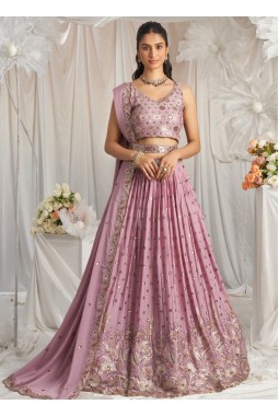 Lavender Georgette Sequins Embroidery Lehenga Choli