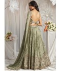 Lime Green Georgette Sequins Embroidery Lehenga Choli