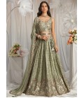 Lime Green Georgette Sequins Embroidery Lehenga Choli