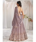 Mauve Georgette Sequins Embroidery Wedding Lehenga Choli