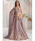 Mauve Georgette Sequins Embroidery Wedding Lehenga Choli