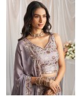 Mauve Georgette Sequins Embroidery Wedding Lehenga Choli