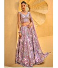 Lavender Organza Handwork Wedding Lehenga Choli