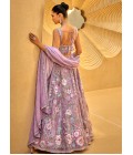 Lavender Organza Handwork Wedding Lehenga Choli