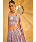 Lavender Organza Handwork Wedding Lehenga Choli