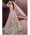 Mauve Net Zarkan Heavy Sequins Embroidery Wedding Lehenga Choli