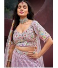 Mauve Net Zarkan Heavy Sequins Embroidery Wedding Lehenga Choli