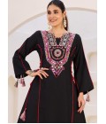 Black Rayon Thread Real Mirror Work Kurti Set