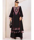 Black Rayon Thread Real Mirror Work Kurti Set