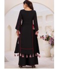 Black Rayon Thread Real Mirror Work Kurti Set