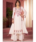 White Rayon Thread Real Mirror Work Kurti Set