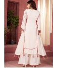 White Rayon Thread Real Mirror Work Kurti Set