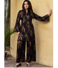 Black Satin Printed Casual Co-Ord Set