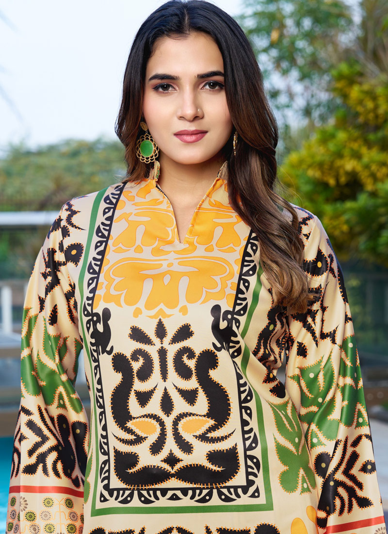 Multi Color Satin Printed Casual Co-Ord Set