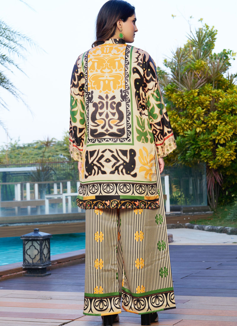 Multi Color Satin Printed Casual Co-Ord Set