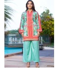Sea Green Satin Printed Casual Co-Ord Set