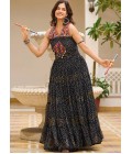 Black Georgette Gamthi Work Navratri Gown Black Georgette Gamthi Work Navratri Gown