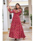Red Gamthi Work Navratri Gown Red Gamthi Work Navratri Gown