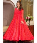 Red Georgette Digital Print Anarkali Gown