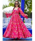 Pink Georgette Digital Print Anarkali Gown