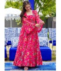 Pink Georgette Digital Print Anarkali Gown