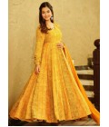 Yellow Georgette Digital Print Anarkali Gown