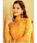 Yellow Georgette Digital Print Anarkali Gown