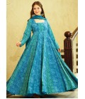 Blue Georgette Digital Print Anarkali Gown