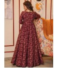 Maroon Muslin Digital Print Indo Western Suit