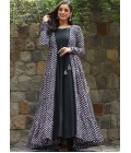 Black Muslin Digital Print Indo Western Suit