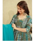 Sky Blue Rayon Digital Printed Anarkali Full Flared Gown