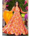 Multicolor Rayon Digital Printed Anarkali Full Flared Gown