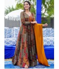 Multicolor Heavy Rayon Digital Printed Anarkali Full Flared Gown