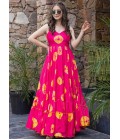 Pink Rayon Digital Printed Anarkali Gown