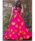 Pink Rayon Digital Printed Anarkali Gown