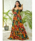 Multicolor Rayon Digital Printed Anarkali Gown