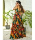 Multicolor Rayon Digital Printed Anarkali Gown