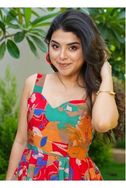 Multicolor Heavy Rayon Digital Printed Anarkali Gown