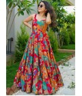 Multicolor Heavy Rayon Digital Printed Anarkali Gown