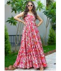 Baby Pink Rayon Digital Printed Anarkali Gown