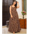 Brown Rayon Digital Printed Anarkali Gown