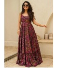 Purple Rayon Digital Printed Anarkali Gown